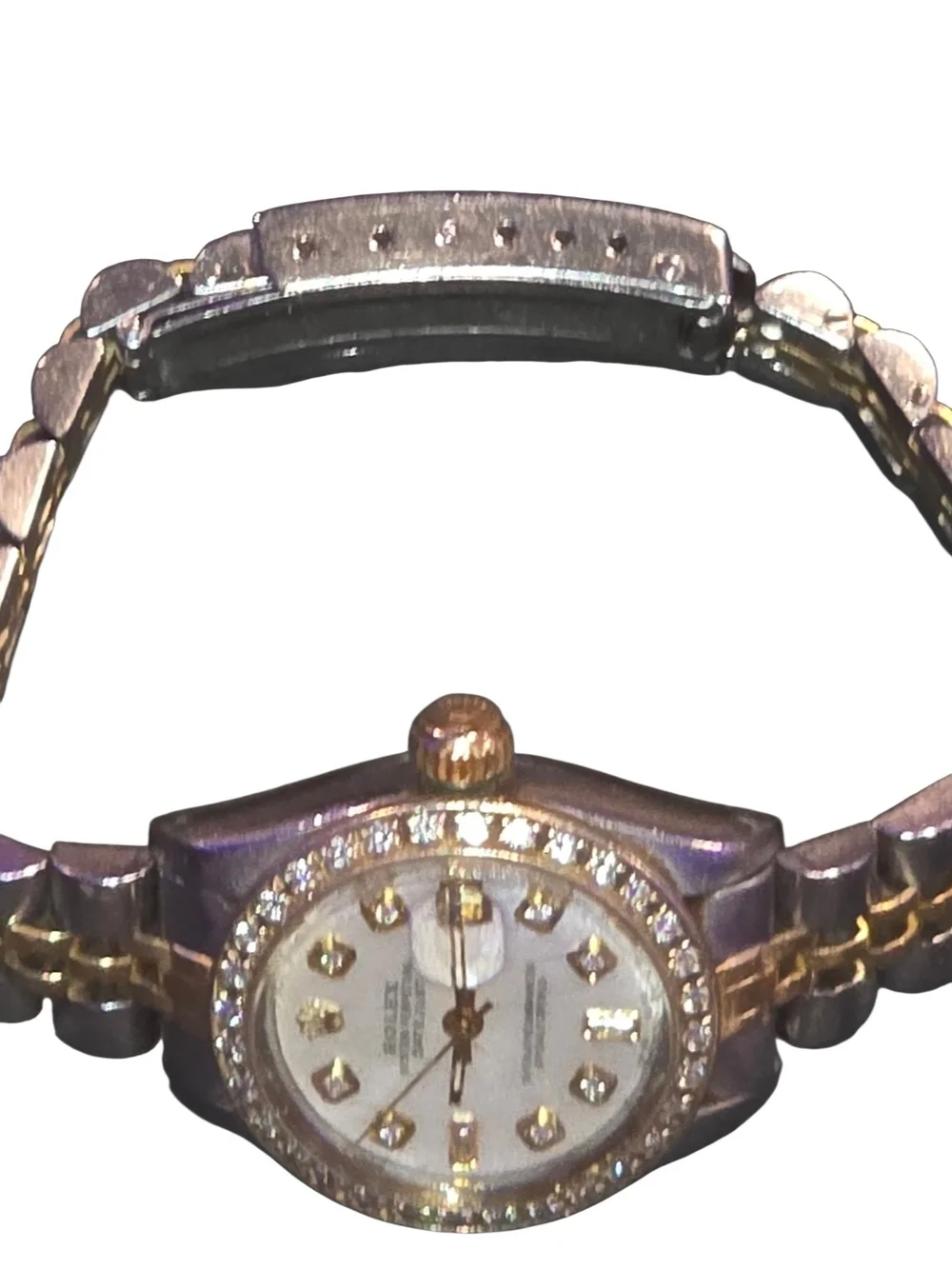 Rolex Two-Tone Gold and Silver Diamond Datejust with White Mother-of-Pearl Dial